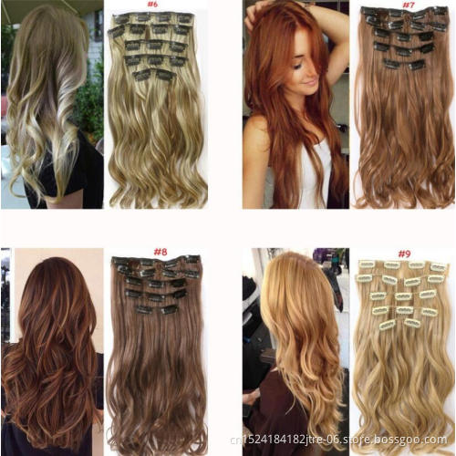 16 clips 5 hair pieces high temperature fiber clip in synthetic hair extension